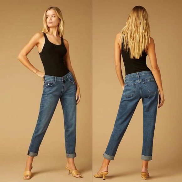DL1961 Denim - DL1961 Riley Boyfriend Jeans Straight‎ Leg Distressed Lt Seaborn Size 31